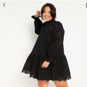 ELOQUII black long sleeve high neck dress plus size 28